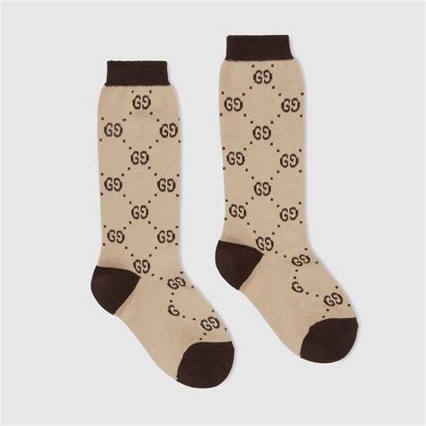 children gucci socks|Children's cotton GG socks in beige and brown .